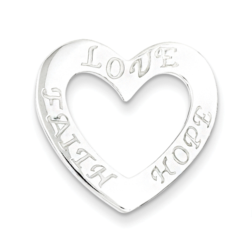 Sterling Silver Faith Hope and Love Heart Pendant