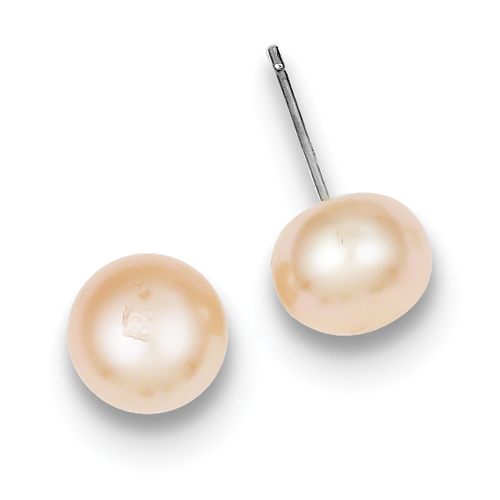 UPC 890908000109 product image for goldia Sterling Silver Peach Cultured Pearl Button Earrings | upcitemdb.com
