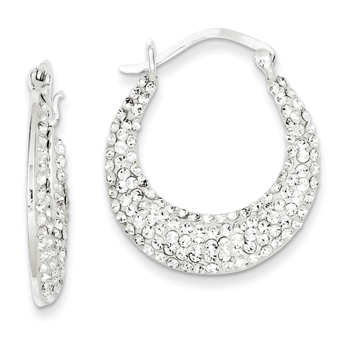 Sterling Silver With Swarovski Element Crystal Hoop Earrings
