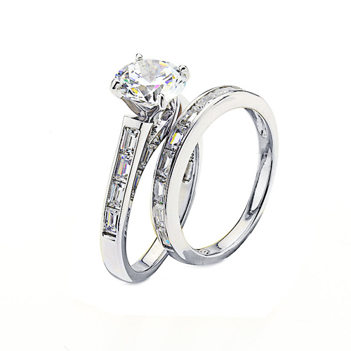 Sterling Silver Cubic Zirconia Bridal Set Rings
