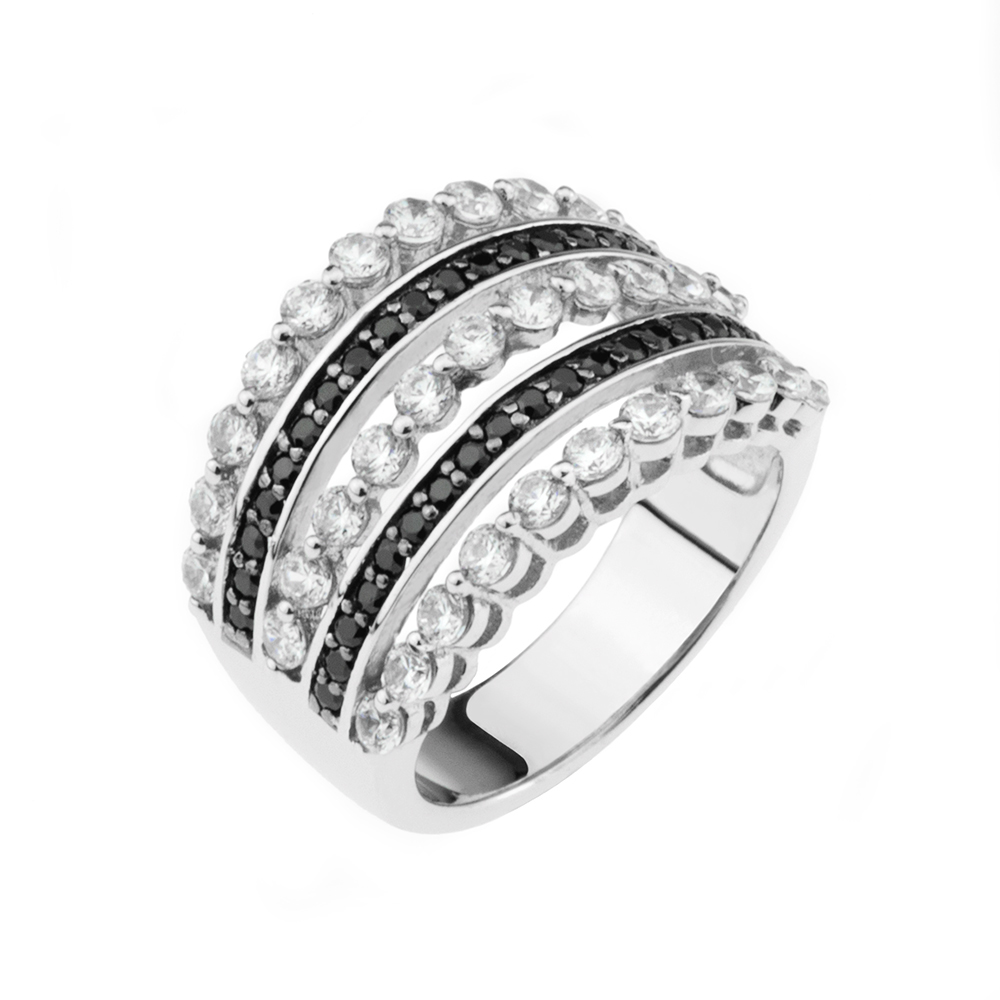 Sterling Silver Cubic Zirconia Round Cut Band Ring