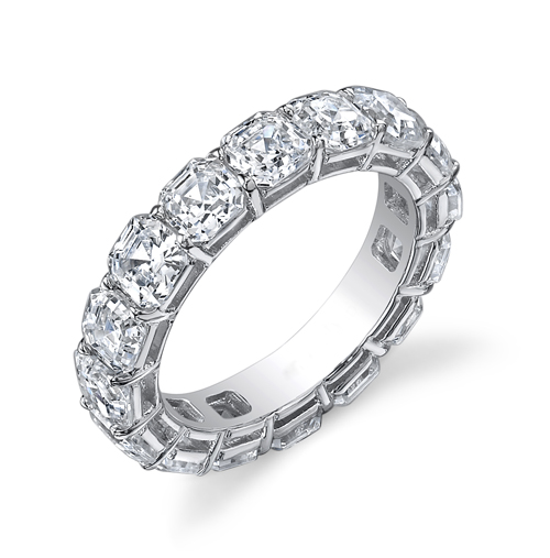Sterling Silver Cubic Zirconiat Assher Cut Eternity Ring