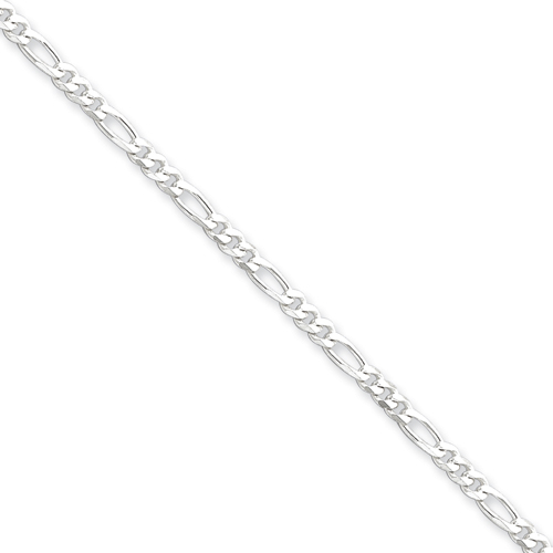 Sterling Silver 3mm Figaro Chain Ankle Bracelet - 10 Inch - Lobster Claw