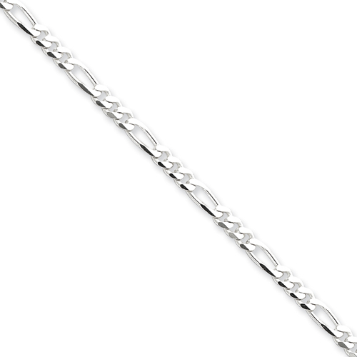 Sterling Silver 4mm Figaro Chain Bracelet - 8 Inch - Lobster Claw