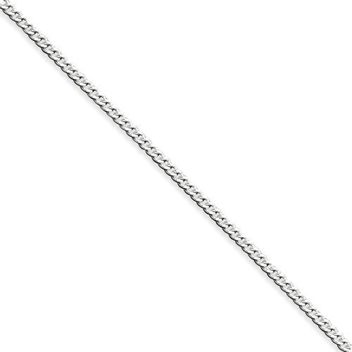 Sterling Silver 3mm Curb Chain Necklace - 18 Inch - Lobster Claw