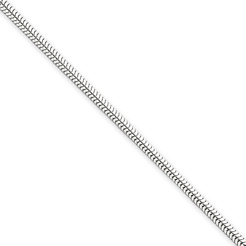 Sterling Silver 2mm Round Snake Chain Necklace - 24 Inch - Lobster Claw