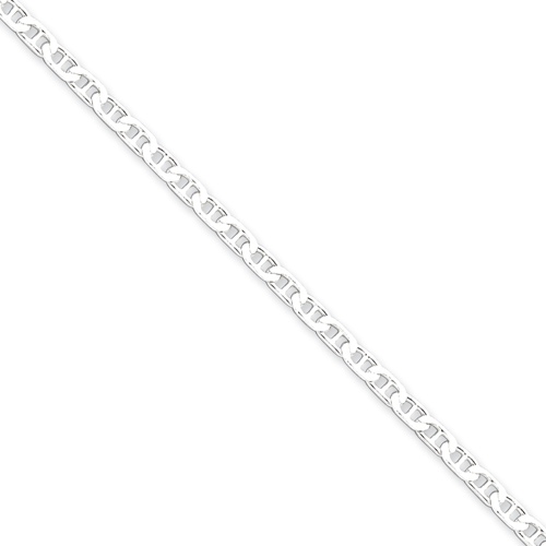 Sterling Silver 3mm Flat Anchor Chain Necklace - 24 Inch - Lobster Claw