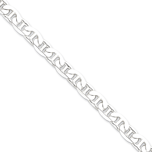Sterling Silver 7mm Anchor Chain Anklet - 9 Inch - Lobster Claw