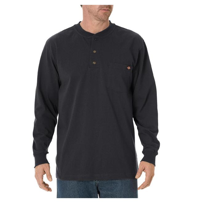 Dickies Men's Big and Tall Heavyweight Henley Long Sleeved Shirt WL451