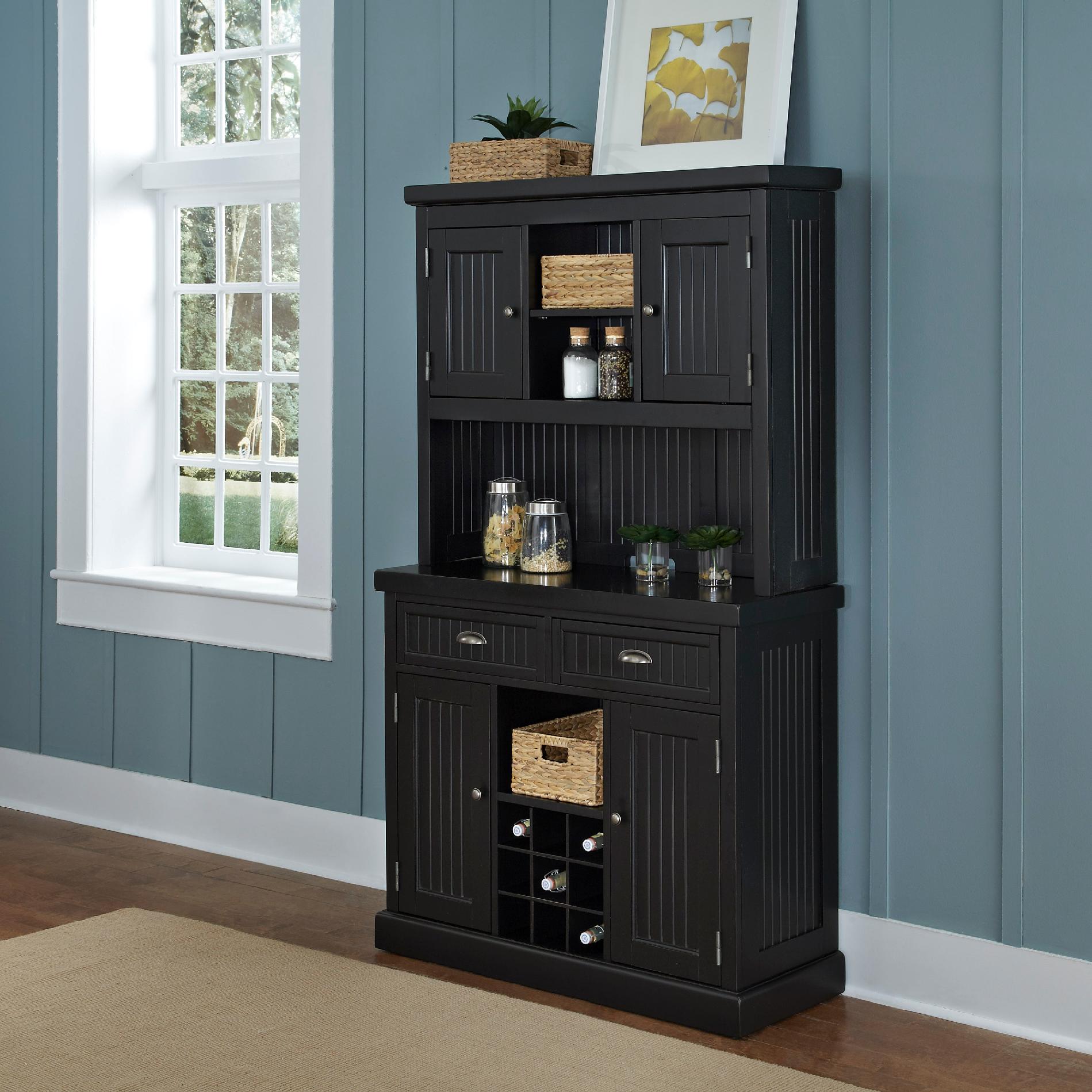 Home Styles Distressed Black Nantucket Buffet and Hutch
