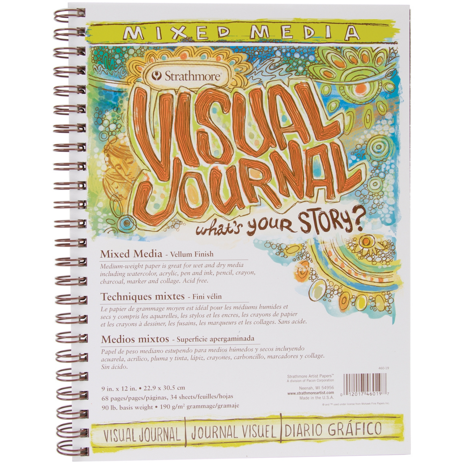 Visual Journal Spiral Bound 9"X12"-Mixed Media Vellum