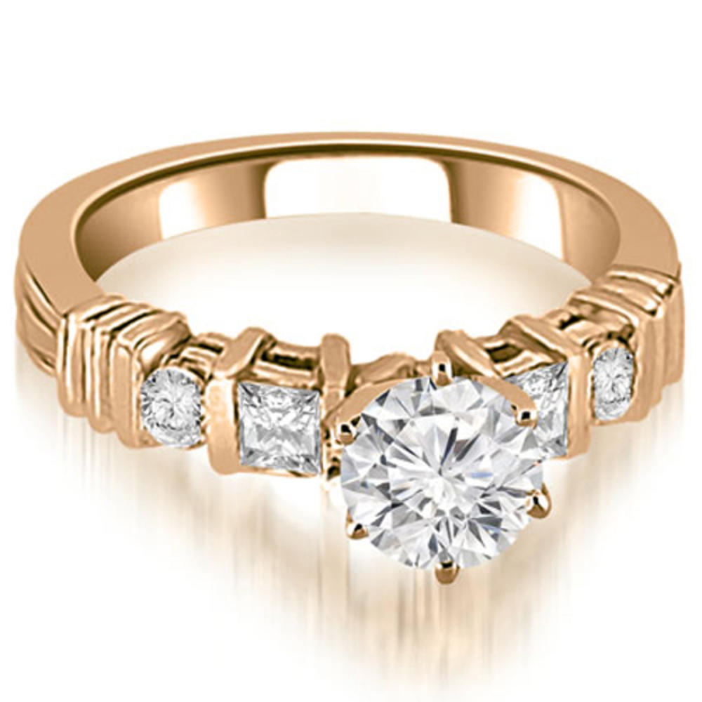 1.59 cttw. 14K Rose Gold Princess And Round Cut Diamond Bridal Set (I1, H-I)