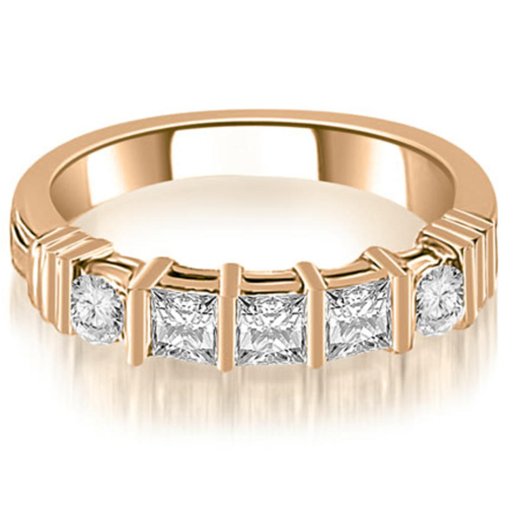 1.74 cttw. 14K Rose Gold Princess And Round Cut Diamond Bridal Set (I1, H-I)