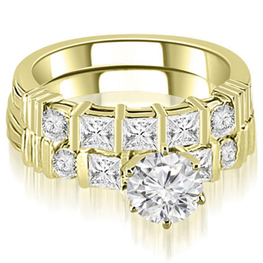 2.24 cttw. 14K Yellow Gold Princess And Round Cut Diamond Bridal Set (I1, H-I)