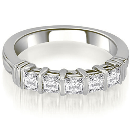 0.85 Cttw Princess-Cut 14K White Gold Diamond Wedding Band