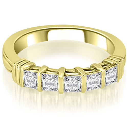 0.85 Cttw. Princess Cut 14K Yellow Gold Diamond Wedding Band