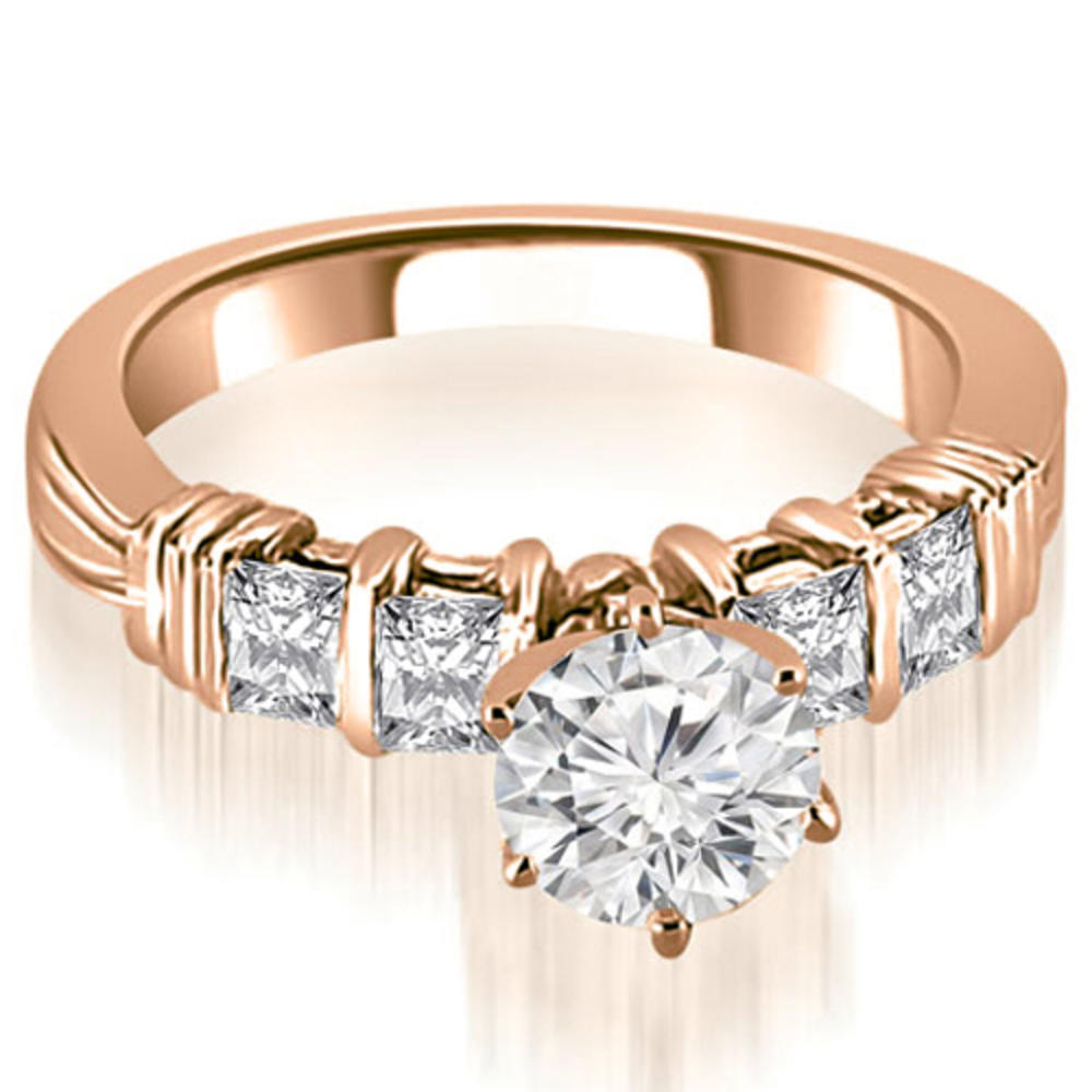 2.05 cttw. 18K Rose Gold Bar Set Round & Princess Cut Diamond Bridal Set (I1, H-I)