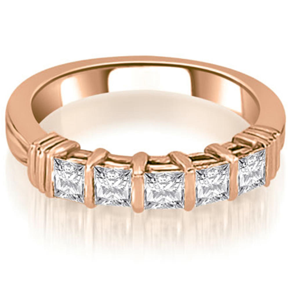 2.30 Cttw Round and Princess Cut 18K Rose Gold Diamond Bridal Set
