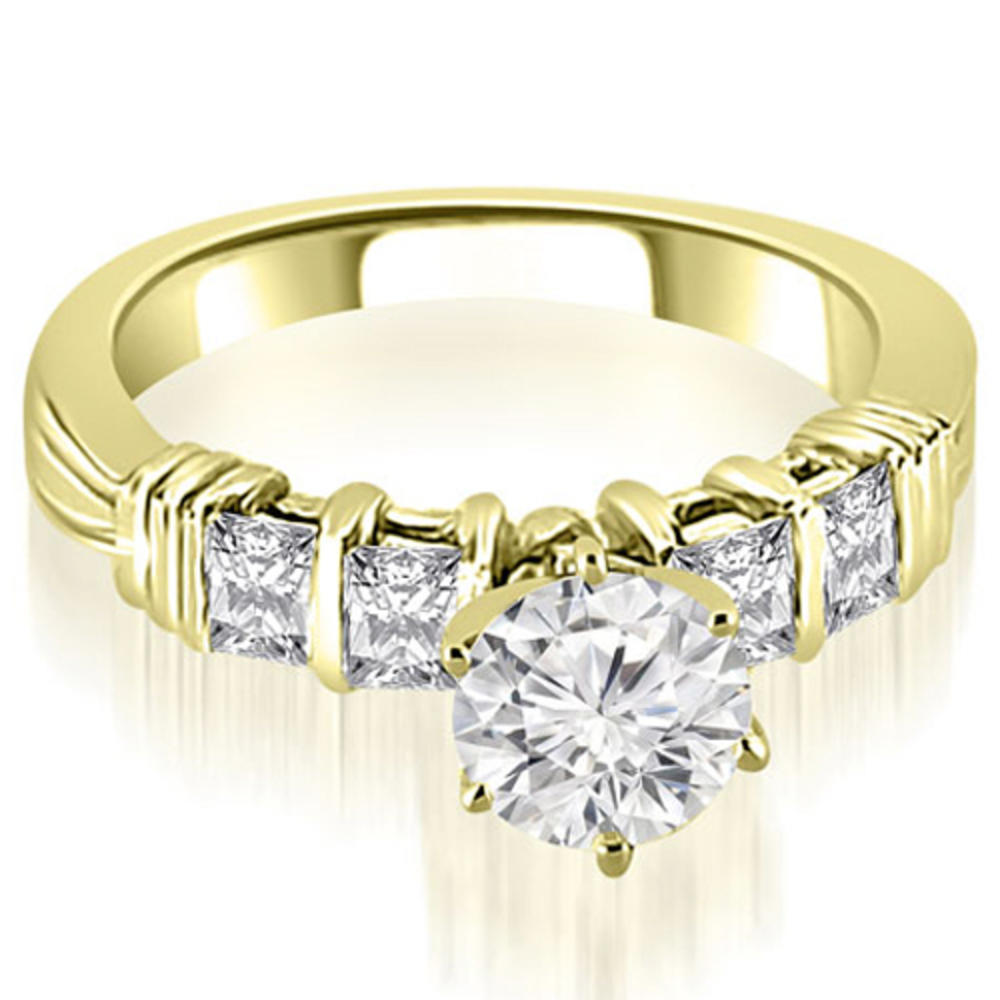 1.90 cttw. 18K Yellow Gold Bar Set Round & Princess Cut Diamond Bridal Set (I1, H-I)