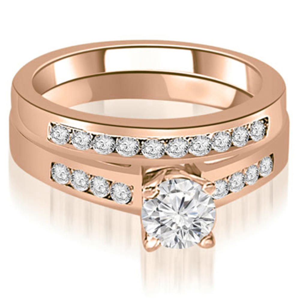 0.95 cttw Round Cut 18K Rose Gold Diamond Engagement Set