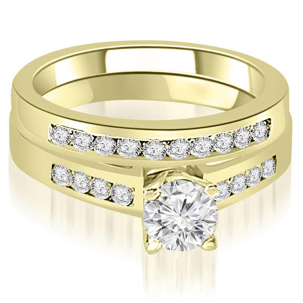 0.90 Cttw. Round Cut 18K Yellow Gold Diamond Engagement Bridal Set