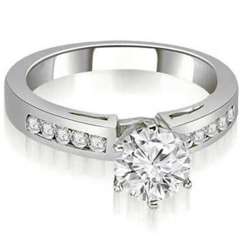 14K White Gold 0.60 cttw  Channel Set Round Cut Diamond Engagement Ring (I1, H-I)