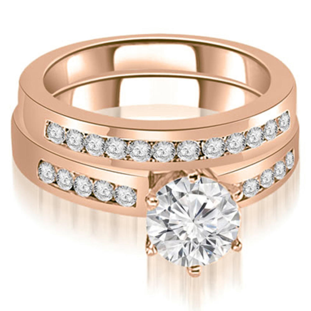 1.05 Cttw Round Cut 18k Rose Gold Diamond Engagement Set