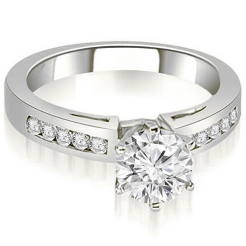 0.60 Cttw Round Cut 18K White Gold Diamond Engagement Ring