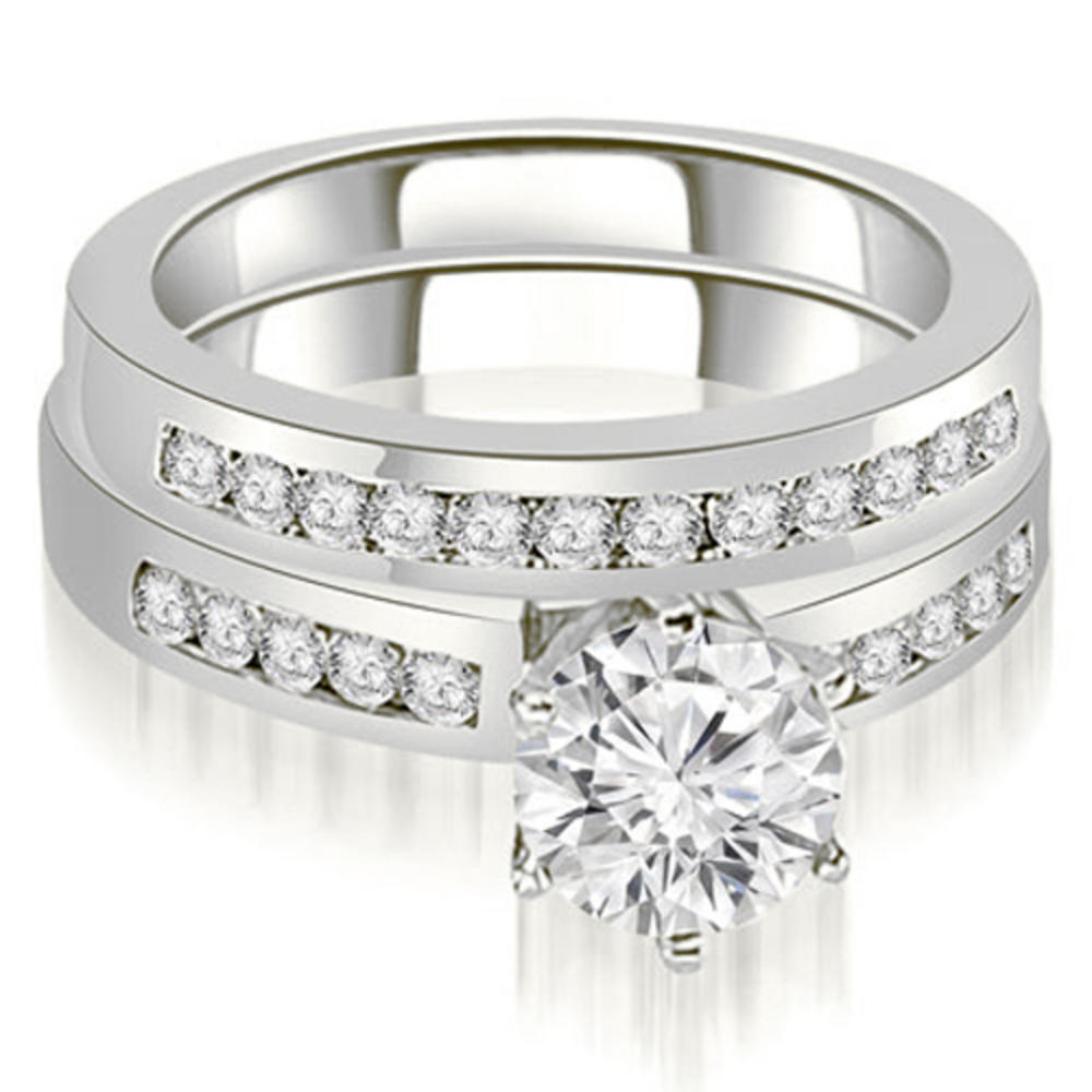 1.30 cttw Round-Cut 18k White Gold Diamond Bridal Set