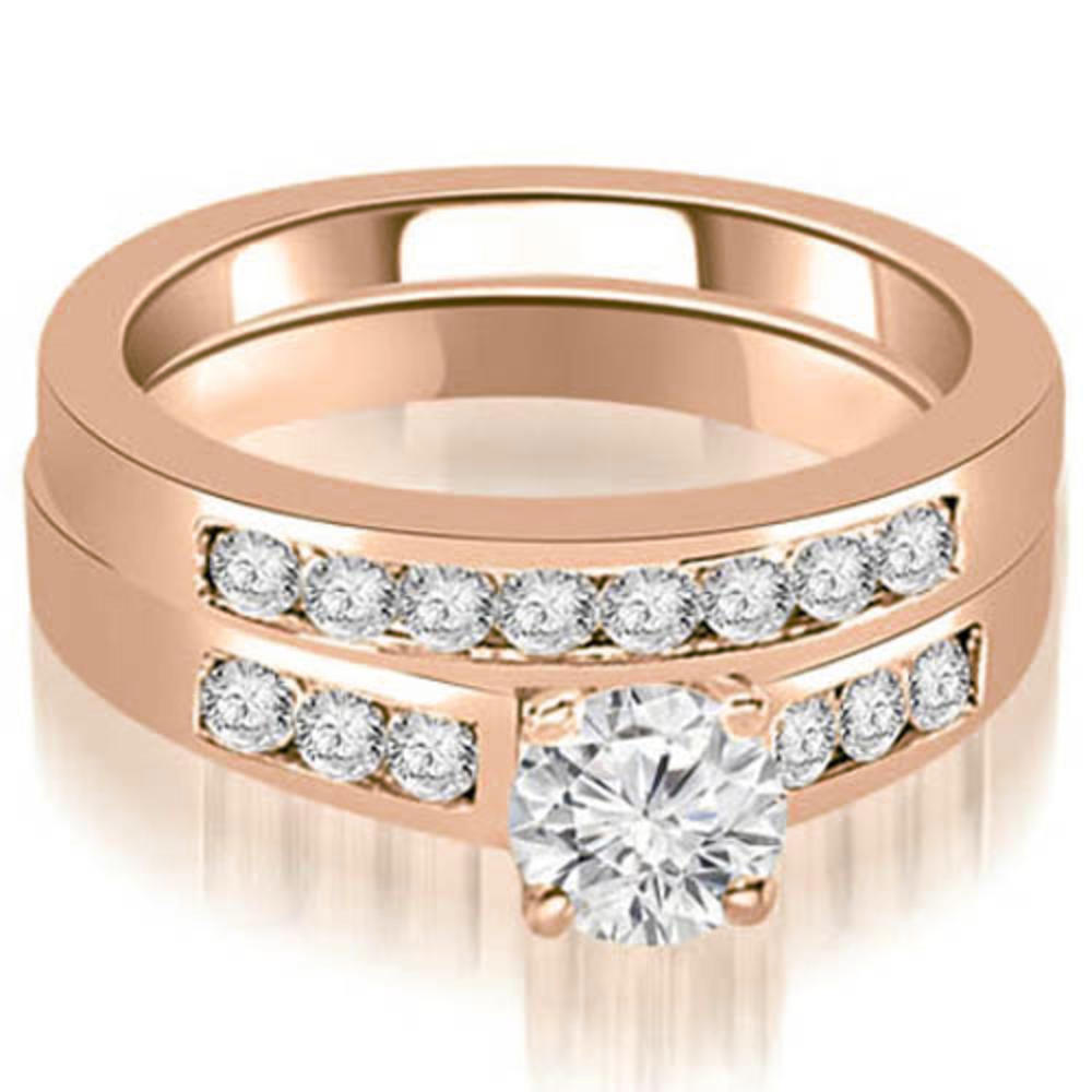 0.85 Cttw Round Cut 18k Rose Gold Diamond Bridal Set