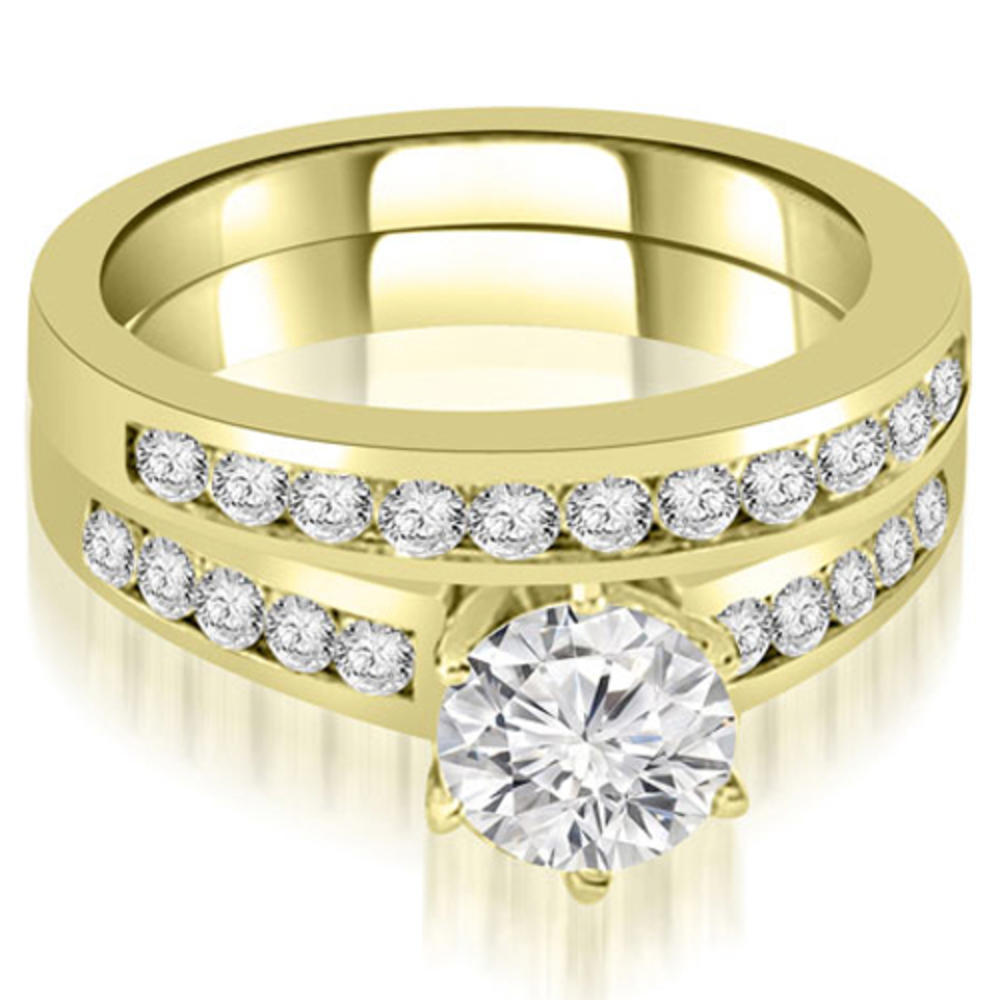1.10 Cttw Round Cut 14k Yellow Gold Diamond Bridal Ring Set