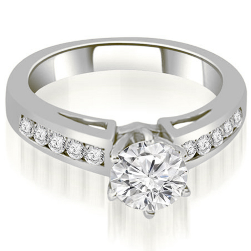 18K White Gold 0.65 cttw Channel Set Round Cut Diamond Engagement Ring (I1, H-I)