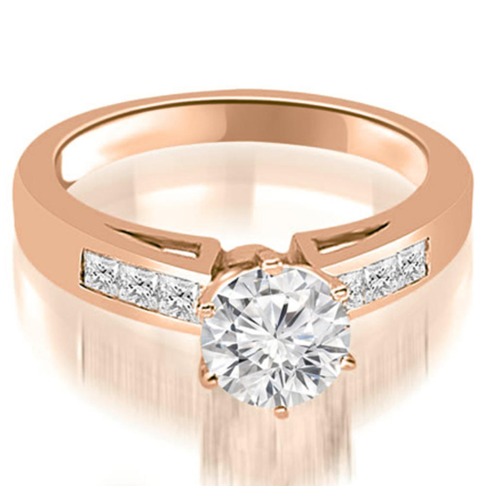 1.15 cttw. 18K Rose Gold Channel Set Round & Princess Cut Diamond Bridal Set (I1, H-I)