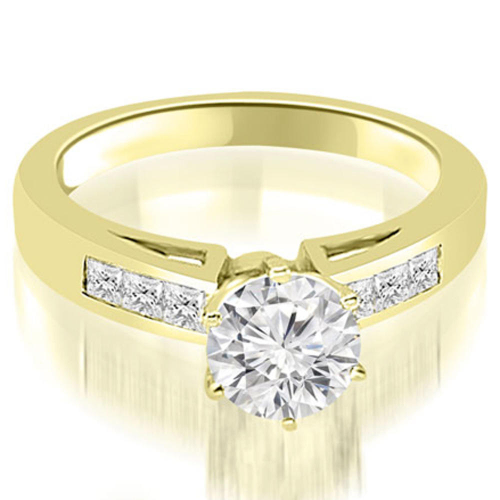 1.15 cttw. 18K Yellow Gold Channel Set Round & Princess Cut Diamond Bridal Set (I1, H-I)