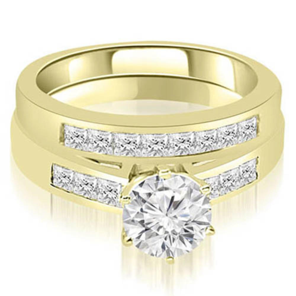 1.45 Cttw Round- and Princess-Cut 18K Yellow Gold Engagement Set