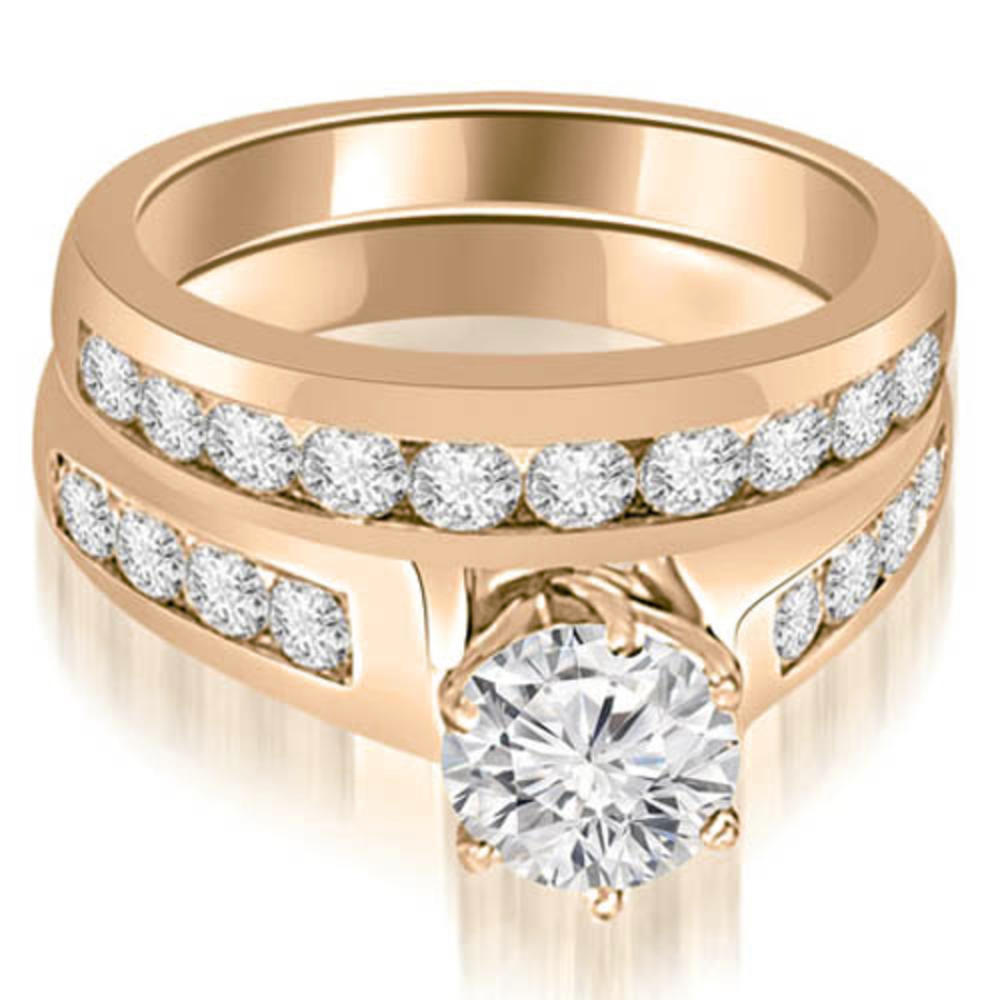 1.90 Cttw Round Cut 14K Rose Gold Diamond Bridal Set