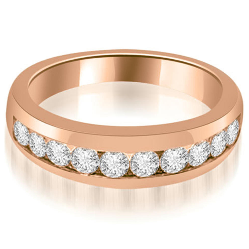 1.50 cttw Round-Cut 18k Rose Gold Diamond Channel Bridal Ring Set