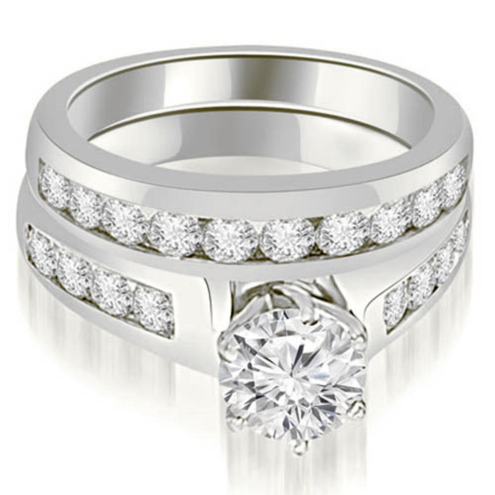 1.90 Cttw Round Cut 18k White Gold Diamond Bridal Set