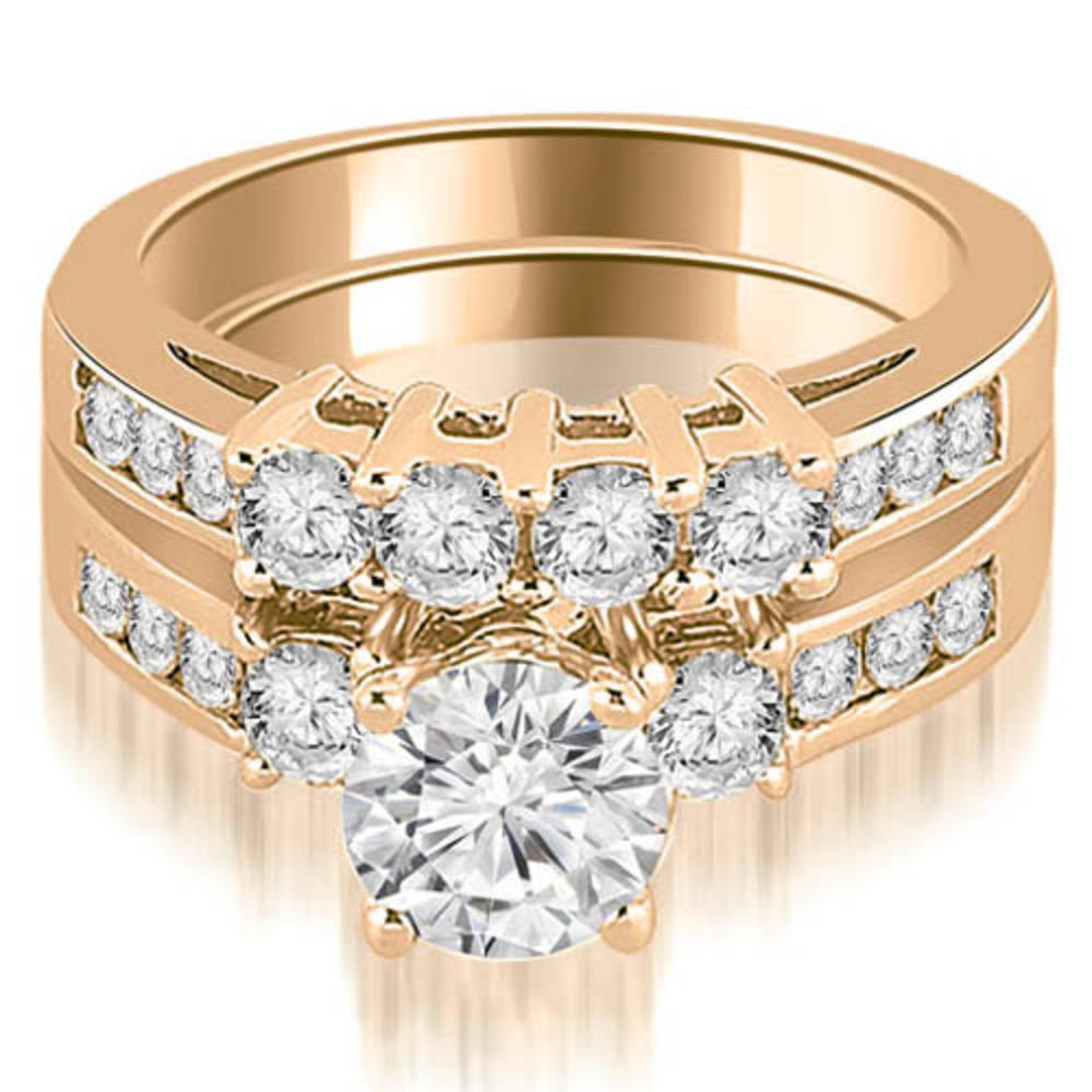 1.55 Cttw Round Cut 14k Rose Gold Diamond Bridal Set
