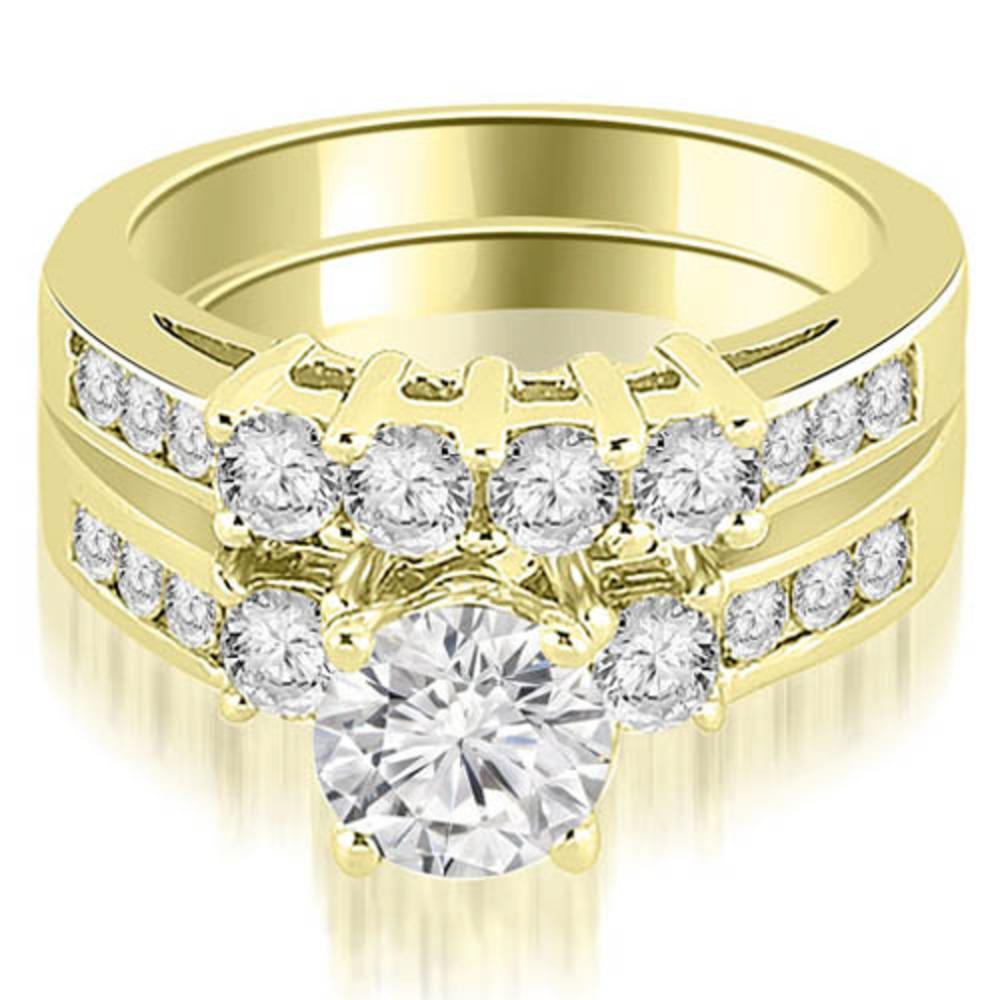 1.95 Cttw Round Cut 18k Yellow Gold Diamond Wedding Set