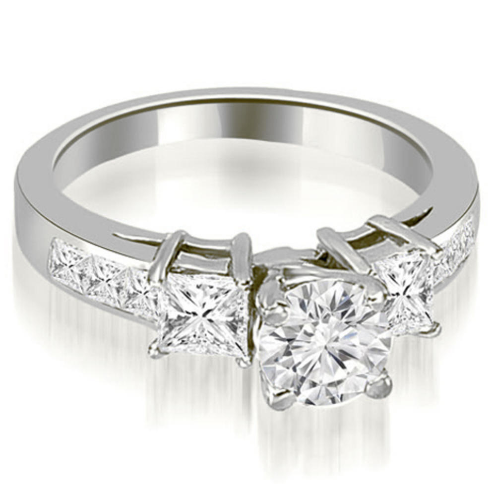 2.80 Cttw Round and Princess-Cut 14K White Gold Diamond Engagement Set
