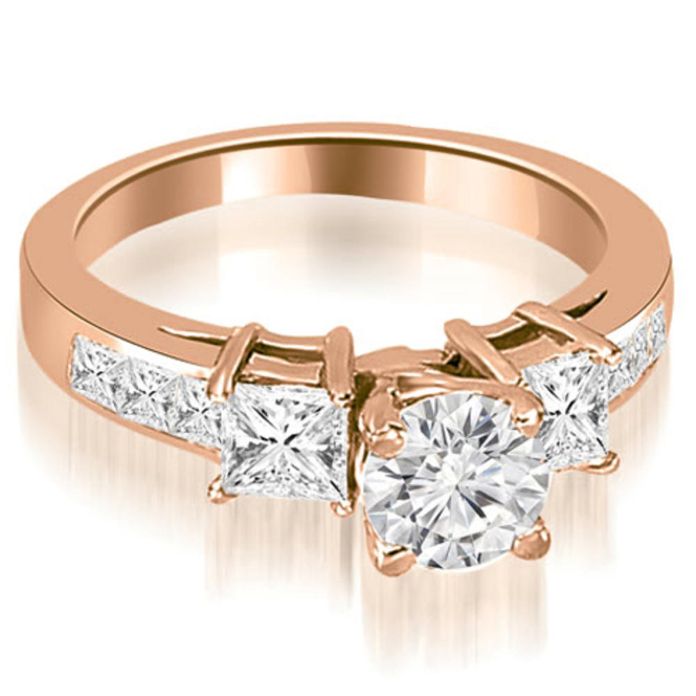 3.35 Cttw Princess Cut 18K Rose Gold Diamond Engagement Set