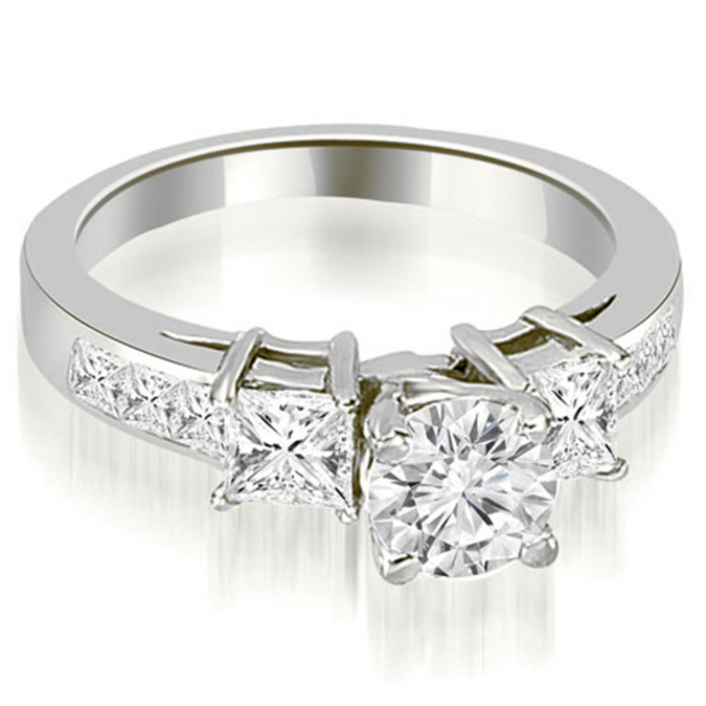 3.35 cttw. 18K White Gold Channel Princess and Round Cut Diamond Bridal Set (I1, H-I)