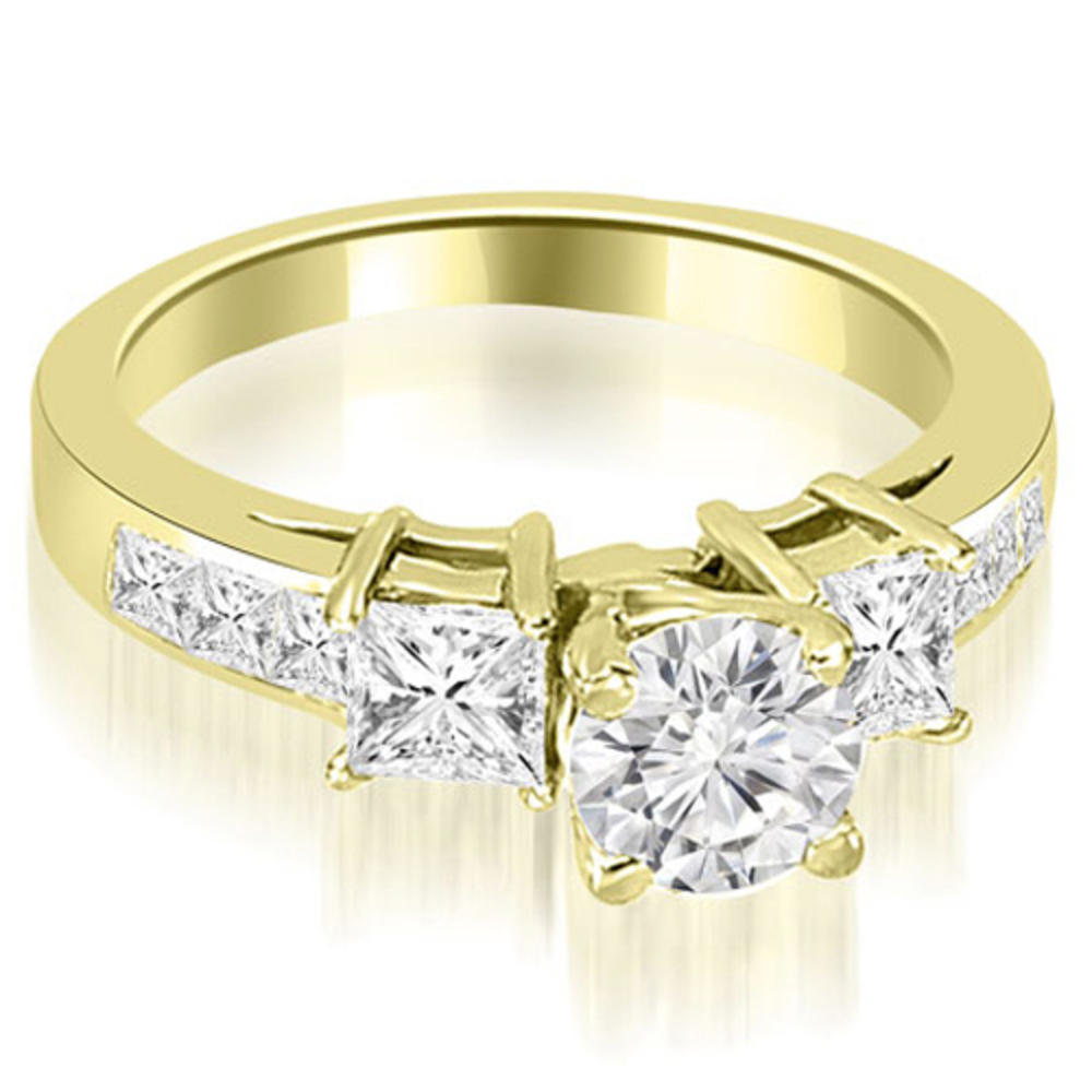 3.10 cttw. 18K Yellow Gold Channel Princess and Round Cut Diamond Bridal Set (I1, H-I)