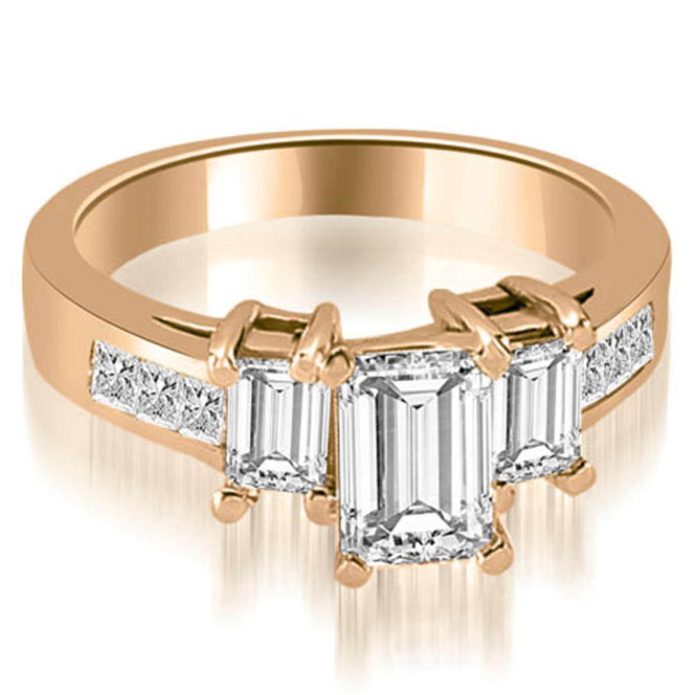 2.35 cttw. 14K Rose Gold Channel Princess and Emerald Cut Diamond Bridal Set (I1, H-I)