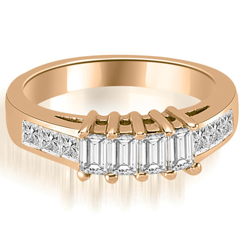 1.00 Cttw Emerald- and Princess-Cut 14K Rose Gold Diamond Wedding Band