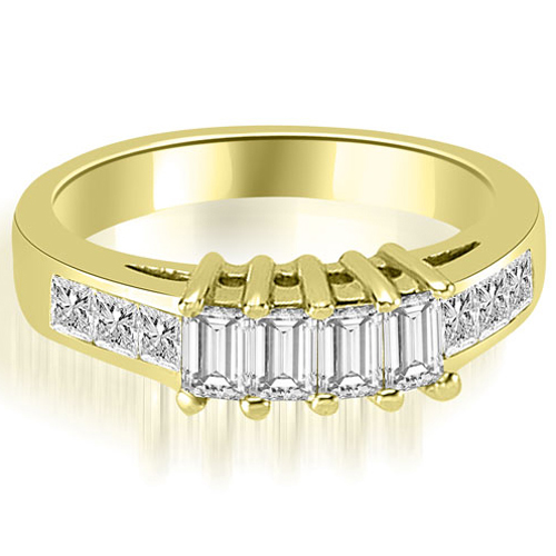 1.00 Cttw Princess- and Emerald-Cut 14K Yellow Gold Diamond Wedding Band