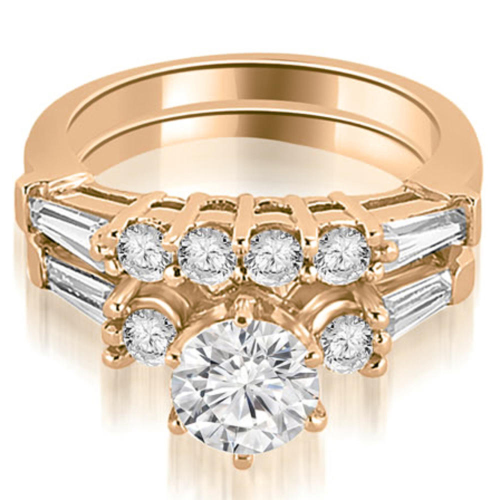 1.85 cttw. 14K Rose Gold Baguette and Round Diamond Bridal Set (I1, H-I)