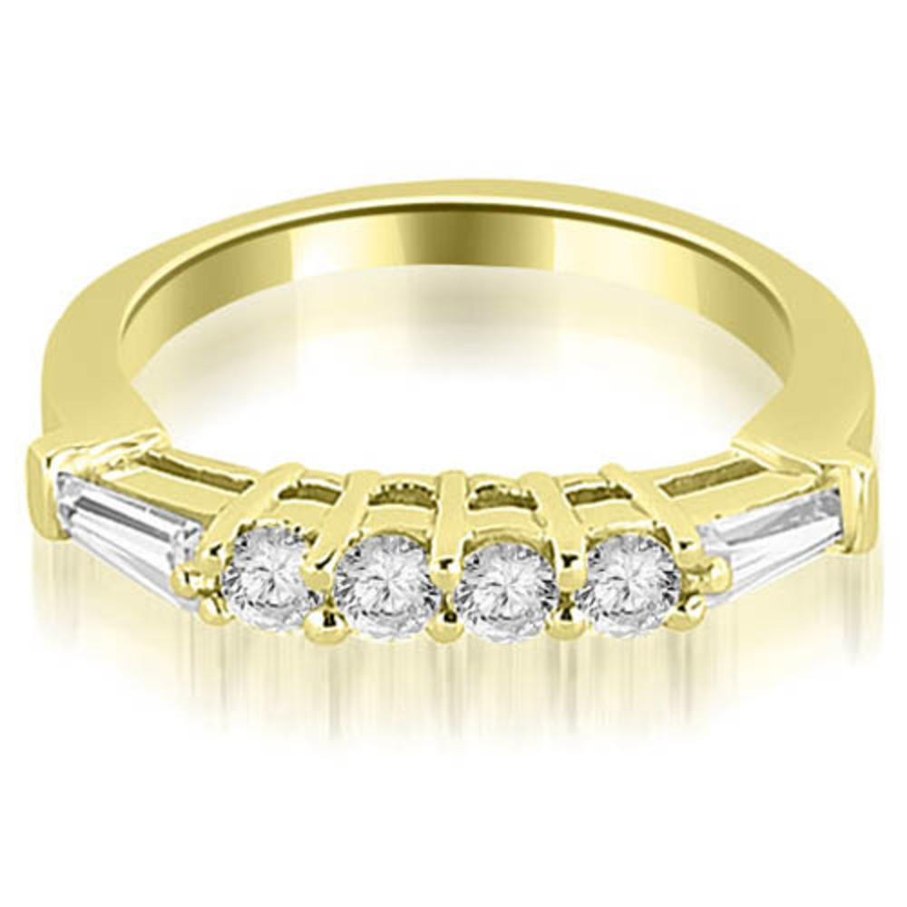 1.85 Cttw Round and Baguette Cut 14k Yellow Gold Diamond Engagement Set