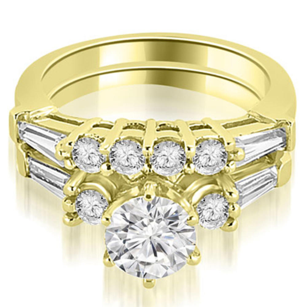 1.60 Cttw Baguette and Round Cut 14K Yellow Gold Diamond Bridal Set
